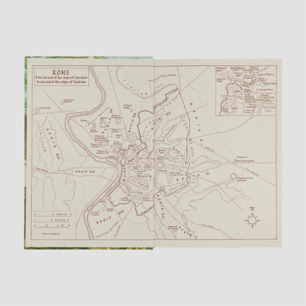 livro Daily Life in Ancient Rome de Jérôme Carcopino edição Folio Society 2004. Folha de guarda com mapa.