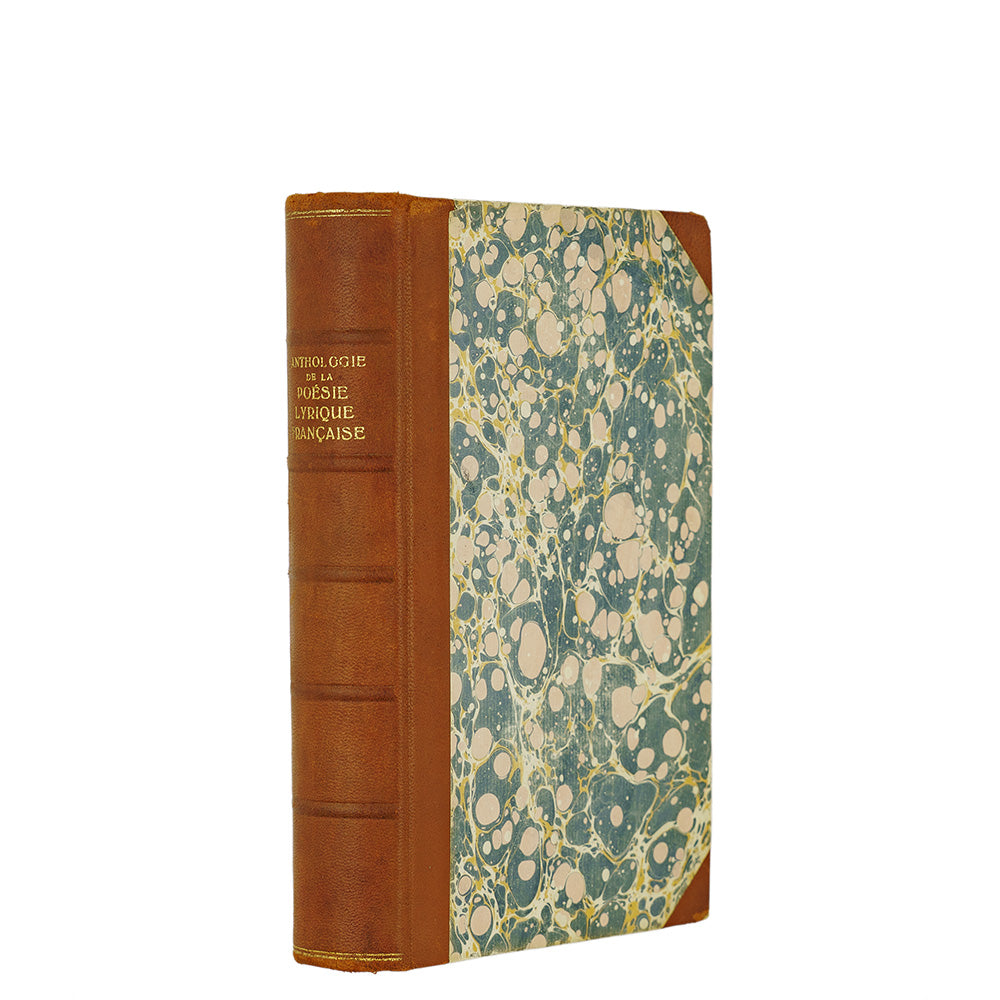 Duhamel (org.) — Anthologie de la poésie lyrique française (XVe–XIXe) (Insel-Verlag, 1923). Livro físico. Encadernação em meio couro com douração.