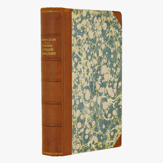 Duhamel (org.) — Anthologie de la poésie lyrique française (XVe–XIXe) (Insel-Verlag, 1923). Livro físico. Encadernação em meio couro com douração.