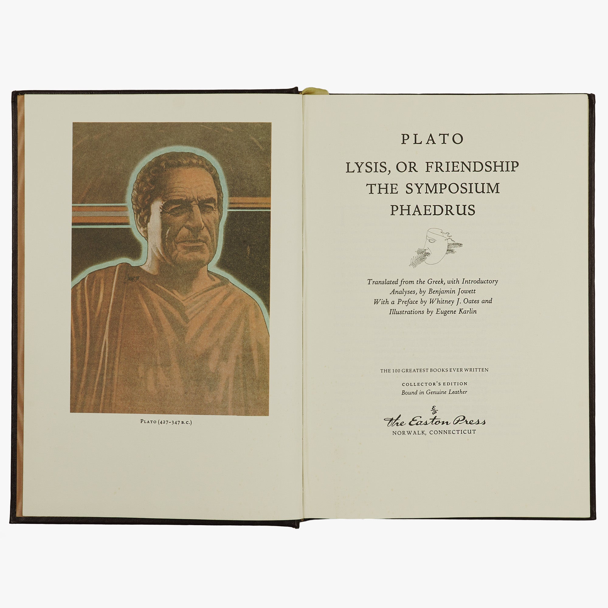 PLATÃO (c. 427 a.C.–c. 347 a.C.). Lysis, or Friendship; The Symposium; Phaedrus (The Easton Press, Norwalk, 1979).