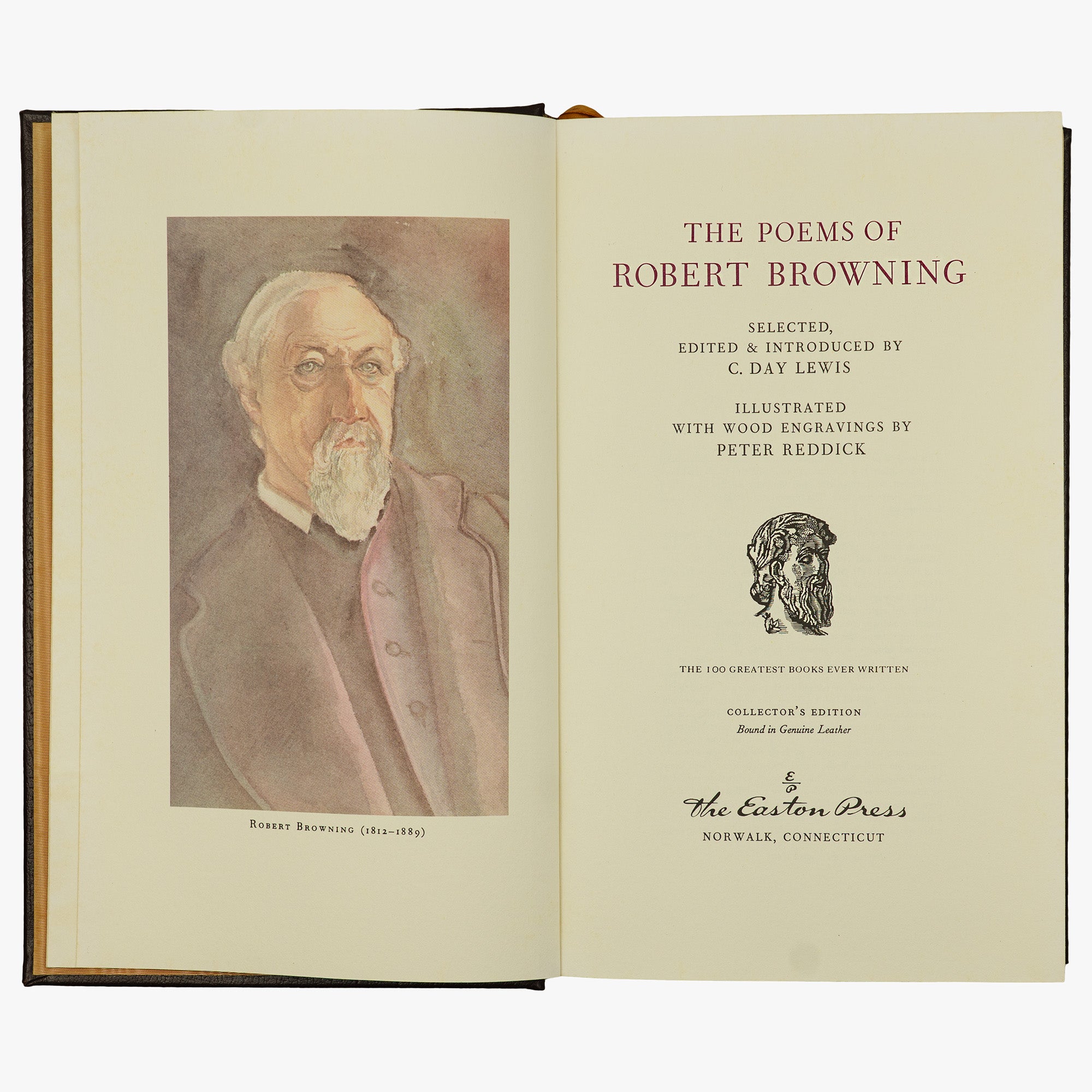 The Poems of Robert Browning (The Easton Press, 1979). Livro físico em encadernação de luxo. Ex-libris. Douração nos cortes.