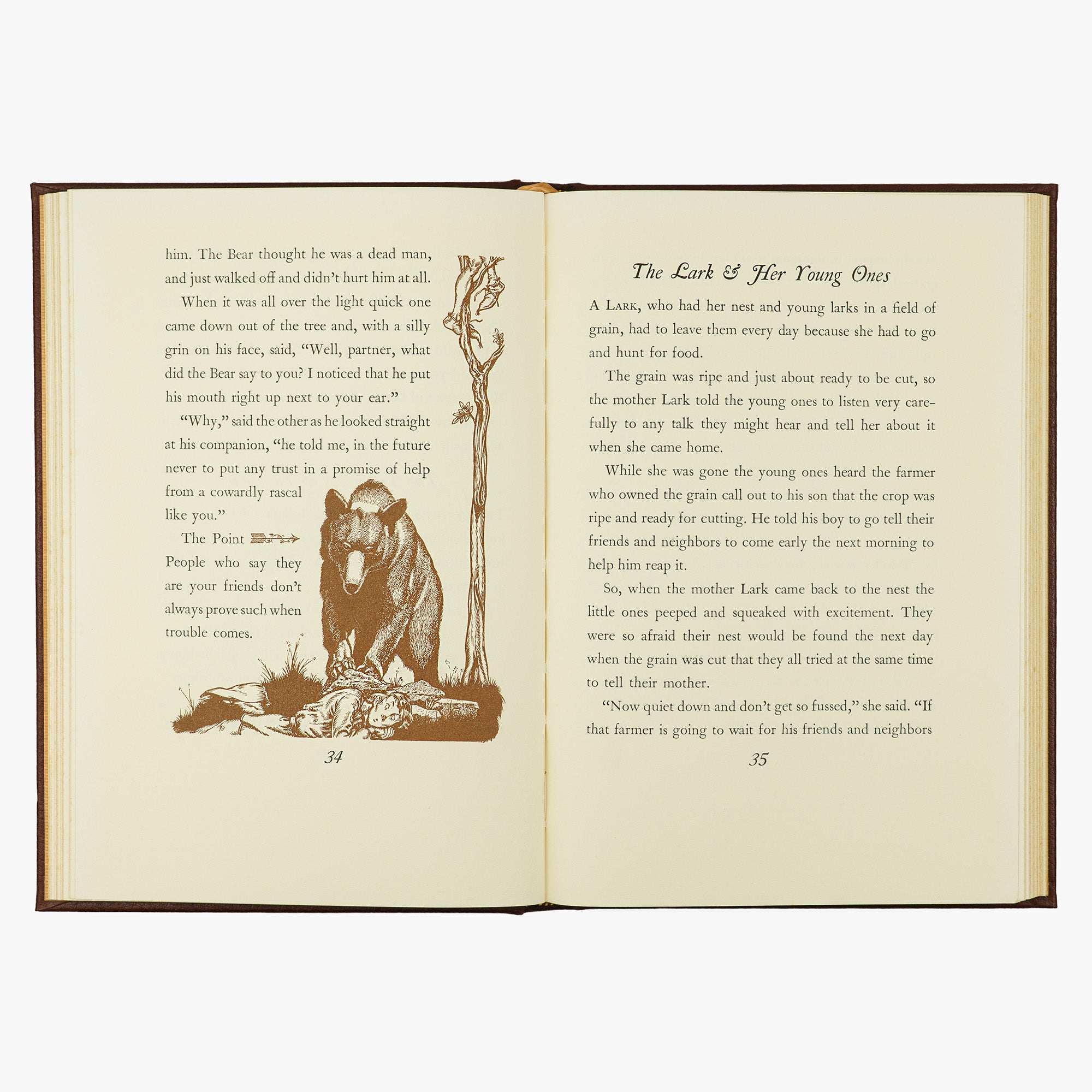 Esopo — Aesop’s Fables (The Easton Press, 1979). Livro físico ilustrado em encadernação de luxo - capa de couro, cortes dourados e fita de leitura de cetim.