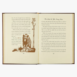 Esopo — Aesop’s Fables (The Easton Press, 1979). Livro físico ilustrado em encadernação de luxo - capa de couro, cortes dourados e fita de leitura de cetim.