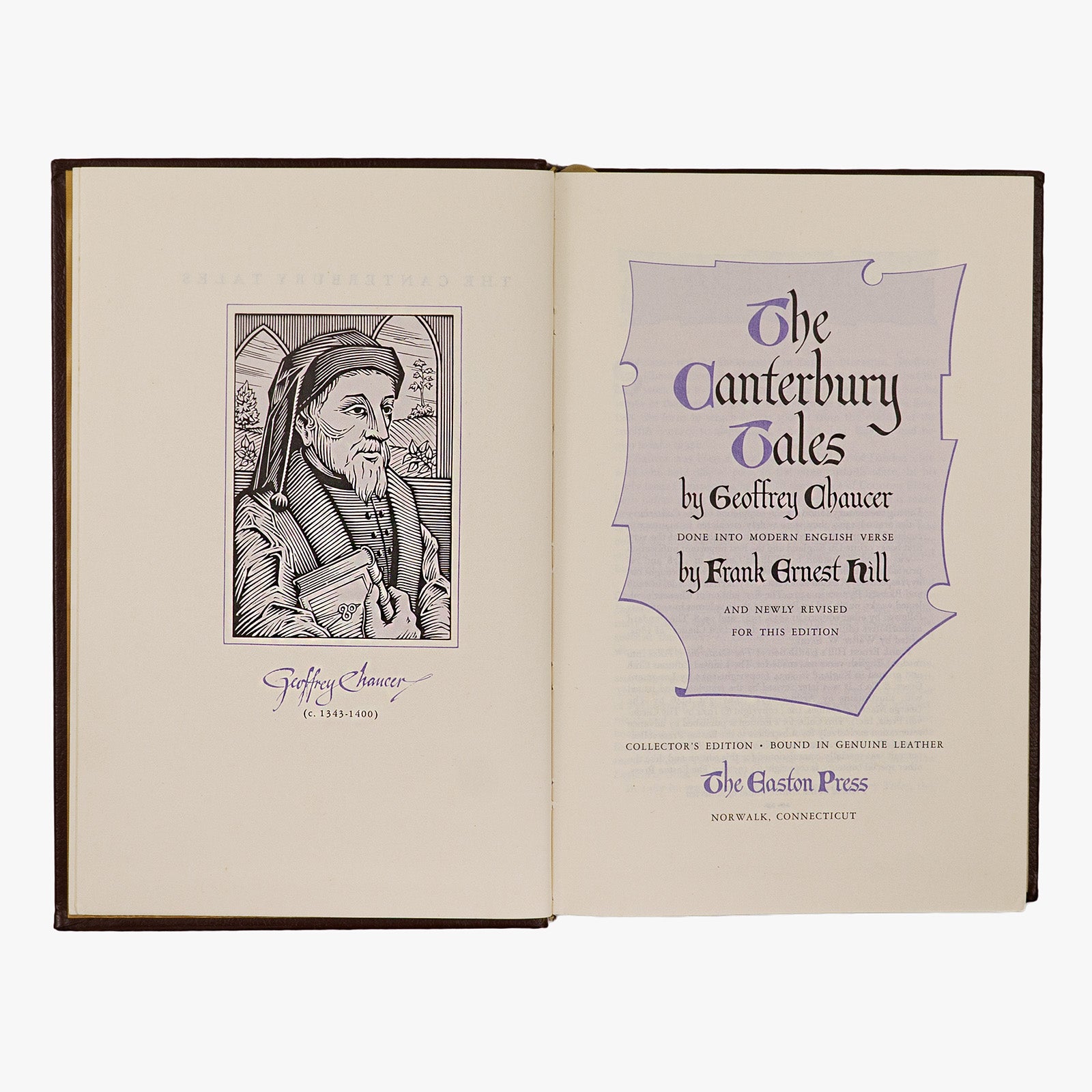 Geoffrey Chaucer — The Canterbury Tales (The Easton Press, 1978). Edição de luxo da série The 100 Greatest Books Ever Written. Livro físico.