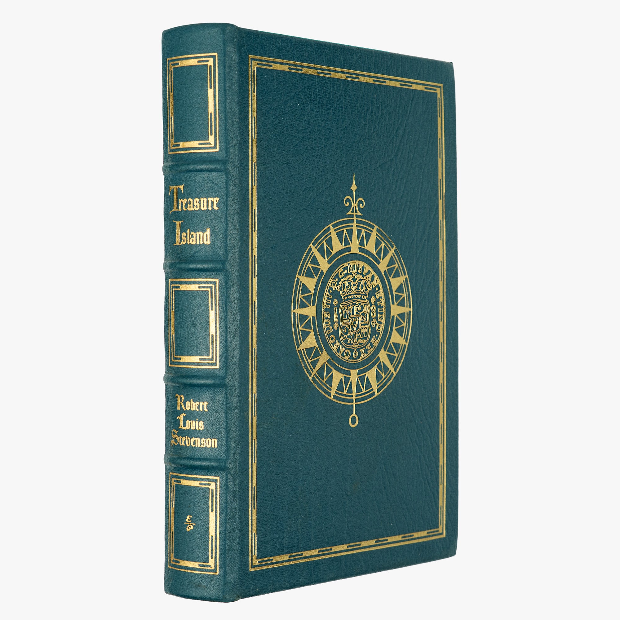 Robert Louis Stevenson — Treasure Island (The Easton Press, 1994). Livro físico ilustrado. Encadernação de luxo - capa de couro, cortes dourados e fita de leitura de cetim.