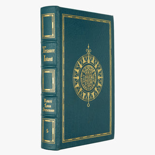 Robert Louis Stevenson — Treasure Island (The Easton Press, 1994). Livro físico ilustrado. Encadernação de luxo - capa de couro, cortes dourados e fita de leitura de cetim.