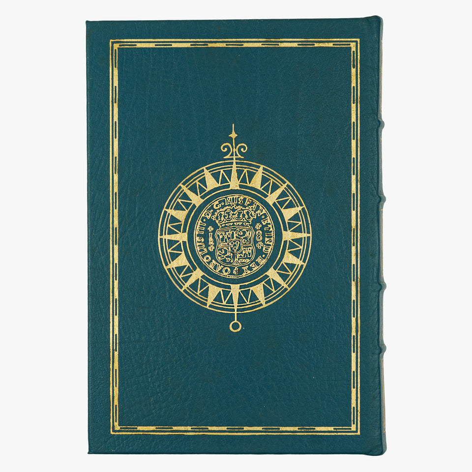 Robert Louis Stevenson — Treasure Island (The Easton Press, 1994). Livro físico ilustrado. Encadernação de luxo - capa de couro, cortes dourados e fita de leitura de cetim.