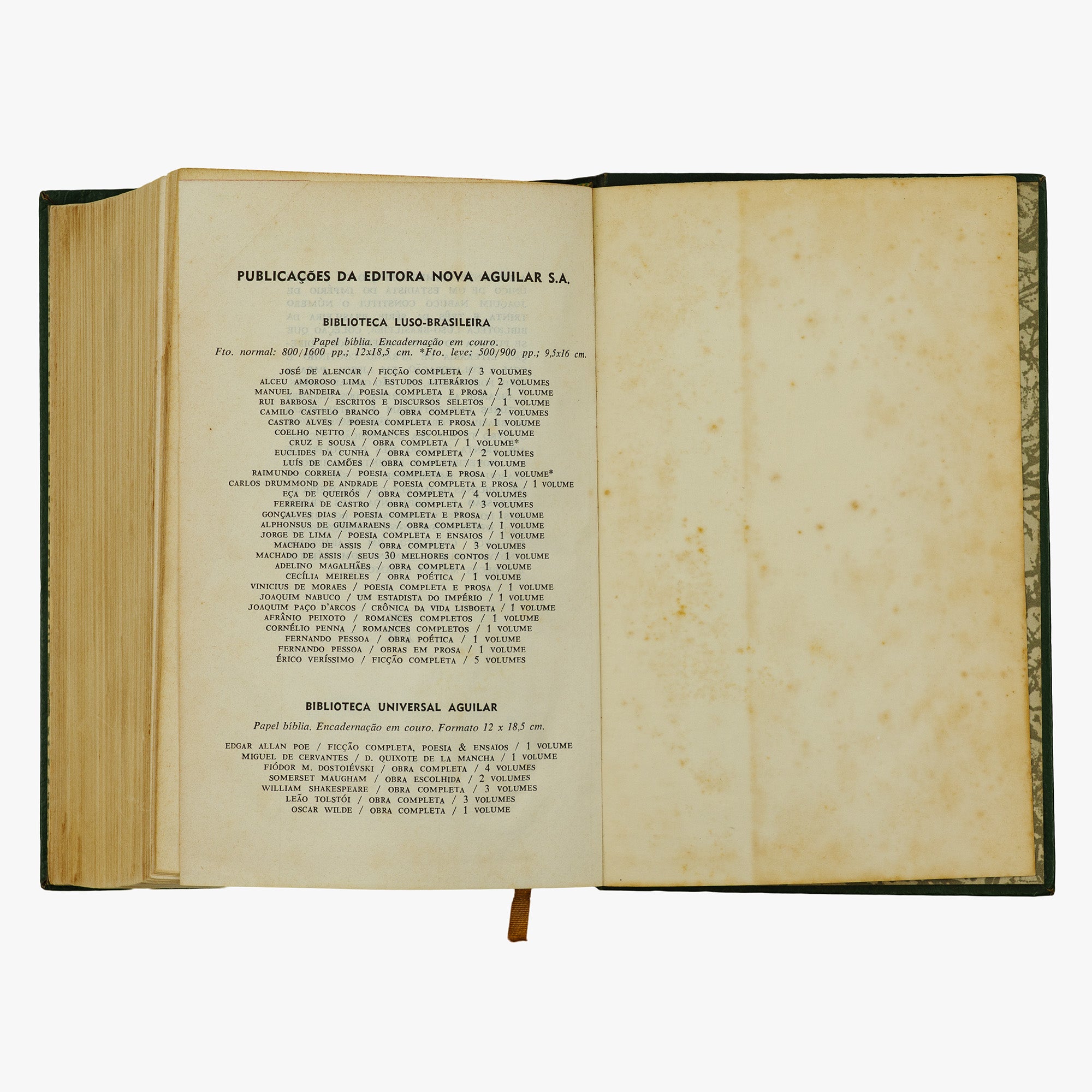 Joaquim Nabuco — Um Estadista do Império (Editora Nova Aguilar, 1975). Livro Físico. Capa encadernada em couro com douração. Fita de leitura presente.