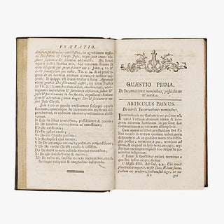 Vuitasse — Tractatus de Verbi Divini Incarnatione (Posonii, Patzko, 1788), 2 volumes. Livros físicos. Encadernação em couro com douração.