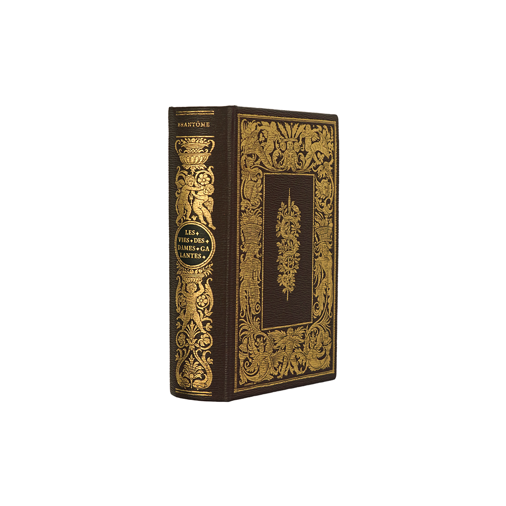 Pierre de Bourdeille — Vies des Dames Galantes (Jean de Bonnot, 1972). Livro físico em edição de luxo, encadernação em couro.