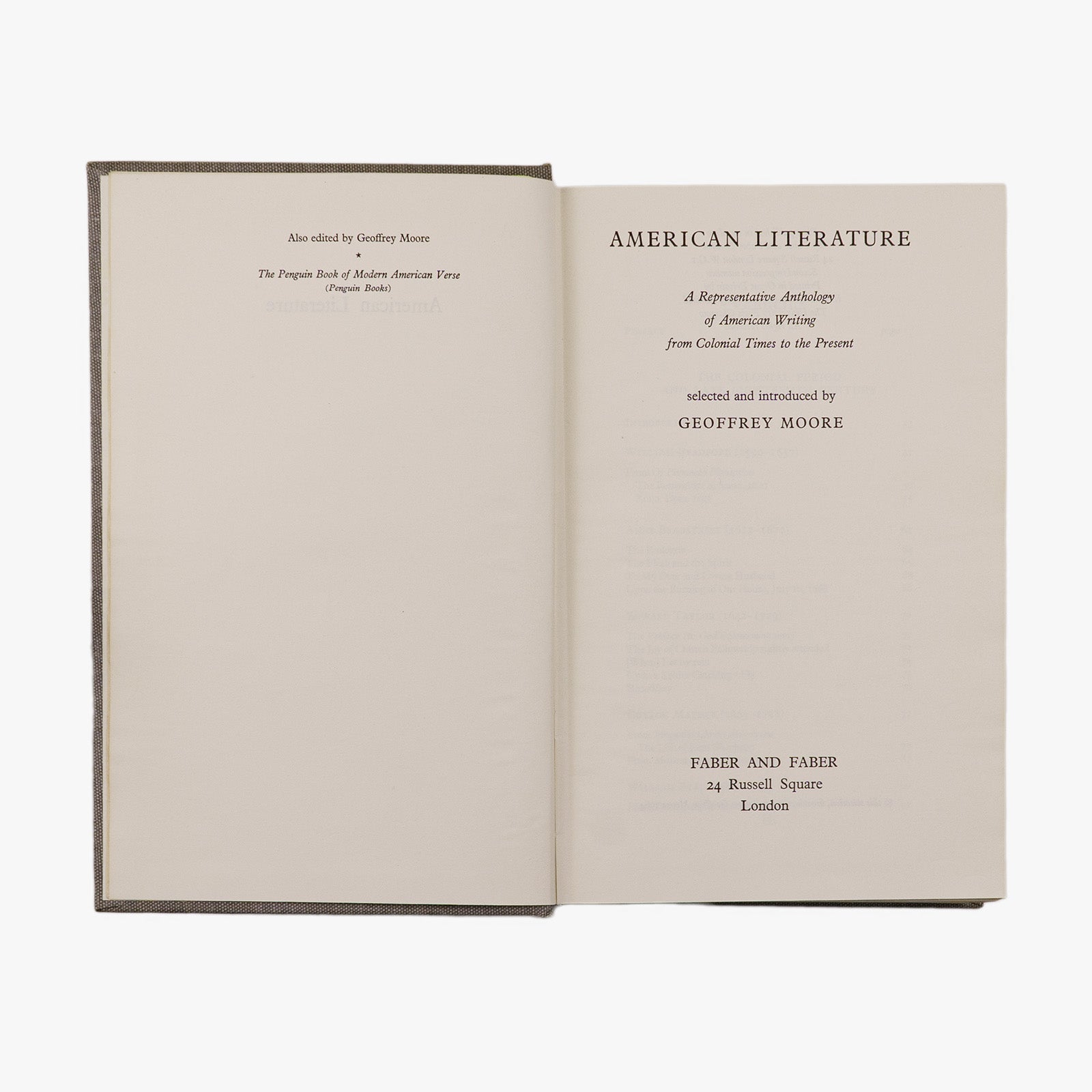 American Literature — Representative Anthology (Faber & Faber, 1965). Livro físico.
