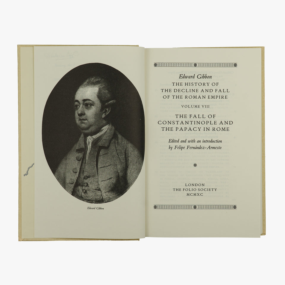GIBBON, Edward (1737–1794). The History of the Decline and Fall of the Roman Empire (The Folio Society, London, 1983–1990), 8 vols.