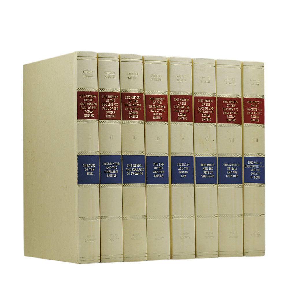 GIBBON, Edward (1737–1794). The History of the Decline and Fall of the Roman Empire (The Folio Society, London, 1983–1990), 8 vols.