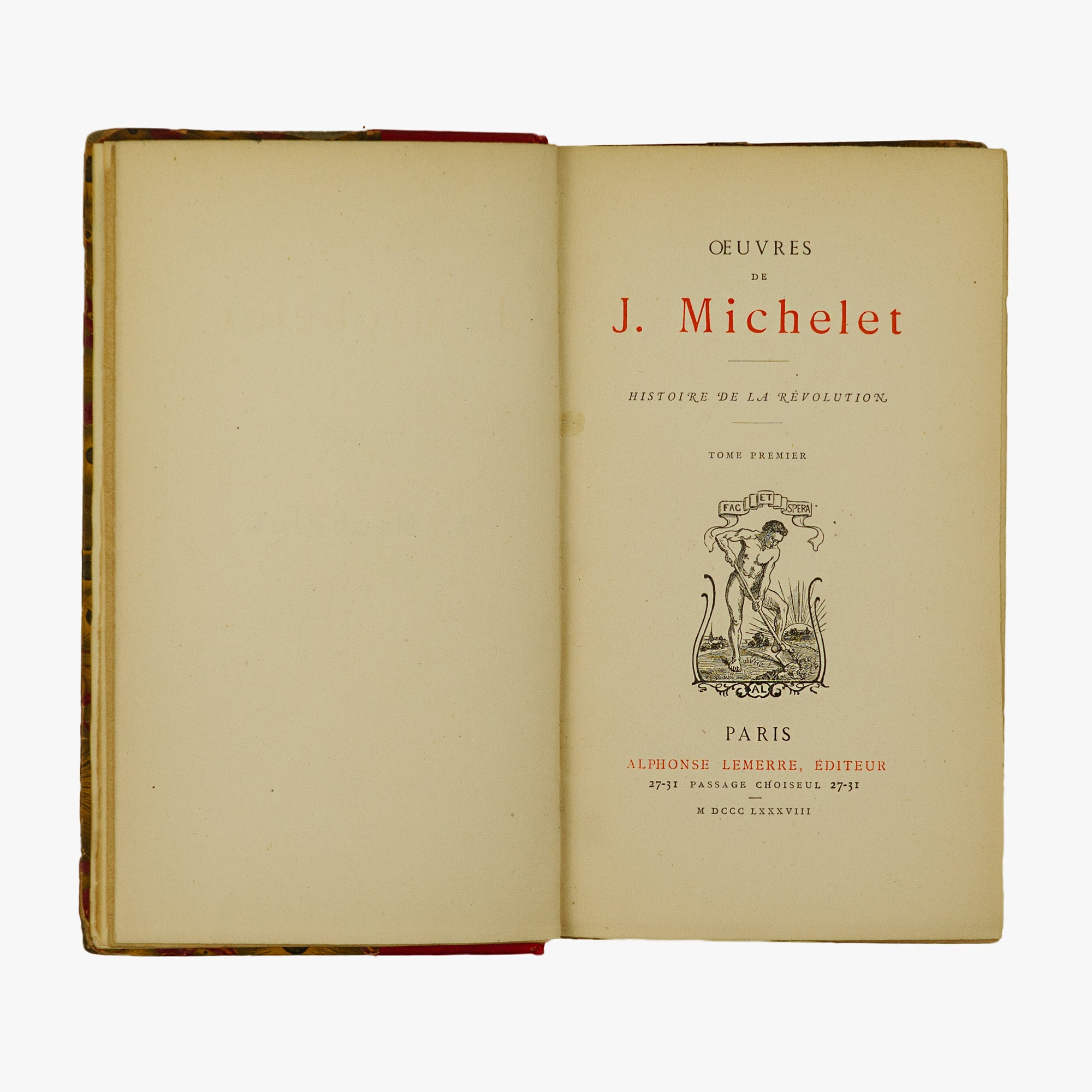 Michelet — Histoire de la Révolution française (Lemerre, 1888), 9 vols. Livros físicos. Coleção completa. Encadernação editorial.