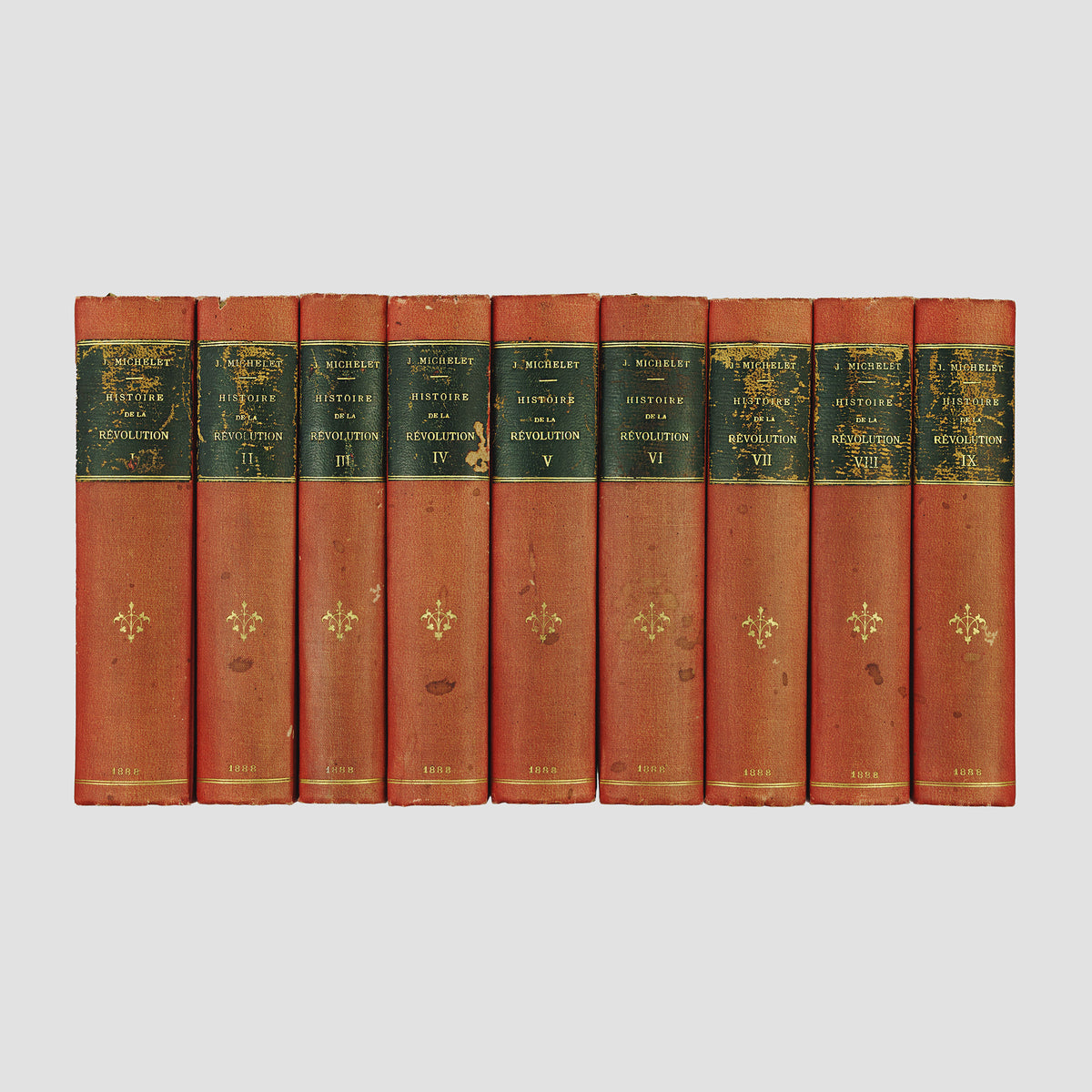 livro antigo Histoire de la Révolution de Michelet 1888 coleção 9 volumes completa