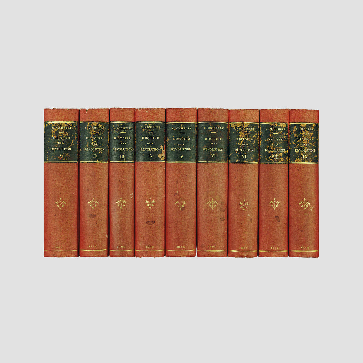 livro antigo Histoire de la Révolution de Michelet 1888 coleção 9 volumes completa