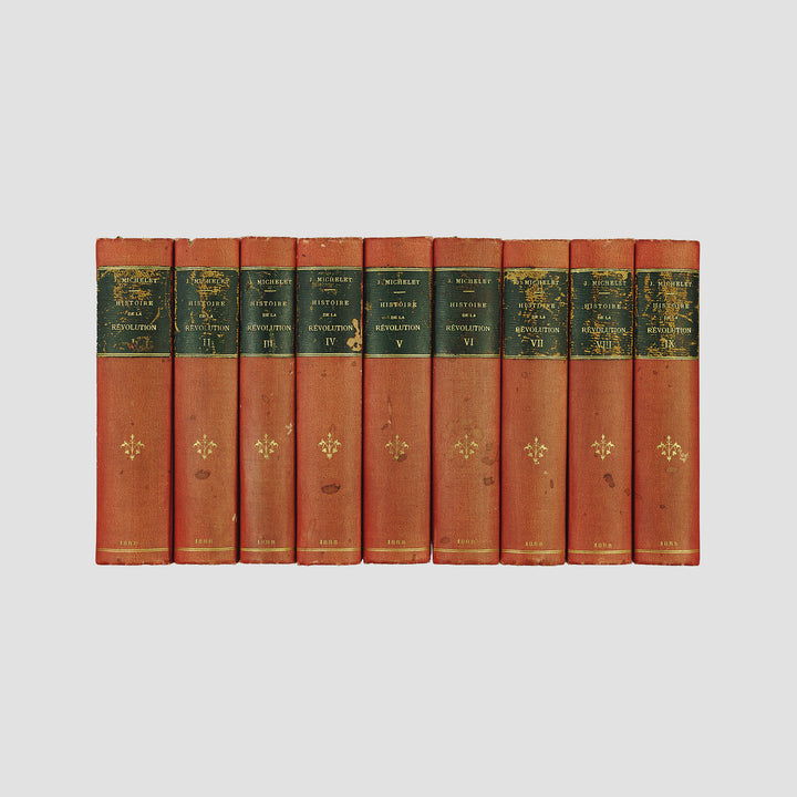 livro antigo Histoire de la Révolution de Michelet 1888 coleção 9 volumes completa