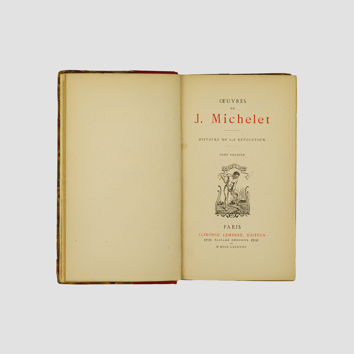 MICHELET, Jules (1798–1874). Histoire de la Révolution (Alphonse Lemerre, Paris, 1888), 9 vols..