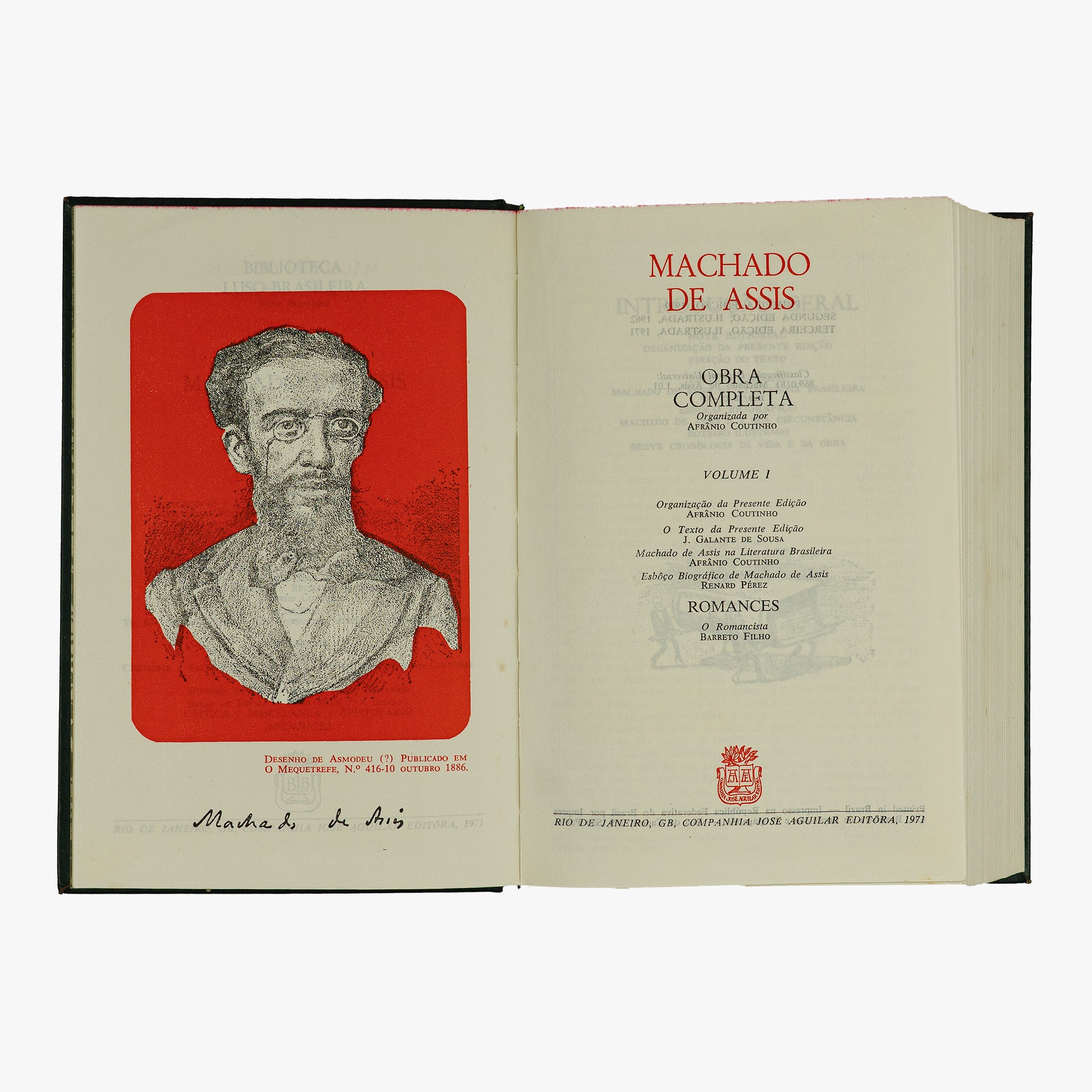 MACHADO DE ASSIS (Joaquim Maria) [1839–1908]. Obra completa (Companhia José Aguilar Editora, Rio de Janeiro, 1971–1979), 3 vols. Edição de colecionador.