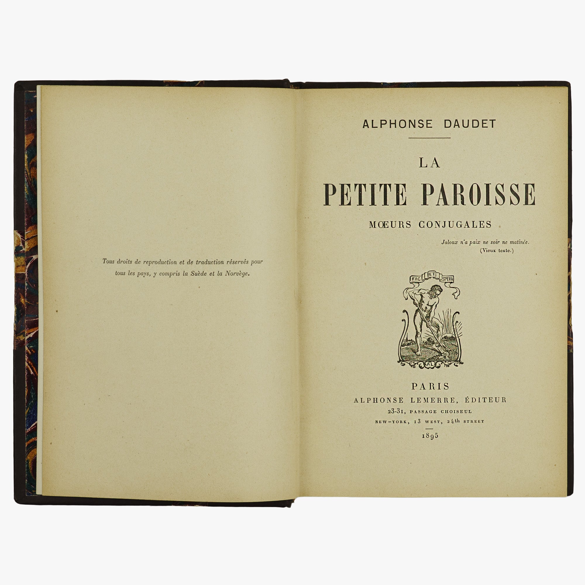 Alphonse Daudet — La Petite Paroisse (Alphonse Lemerre, 1895). Primeira edição. Livro físico. Encadernação em meio couro com douração.