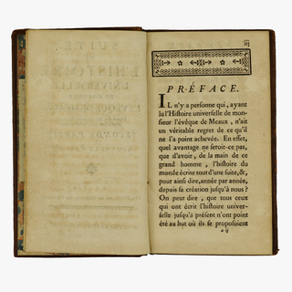 BOSSUET, Jacques-Bénigne (1627–1704); ANÔNIMO [séc. XVIII]. Discours sur l’Histoire Universelle; Suite de l’Histoire Universelle (David, Paris, 1766).