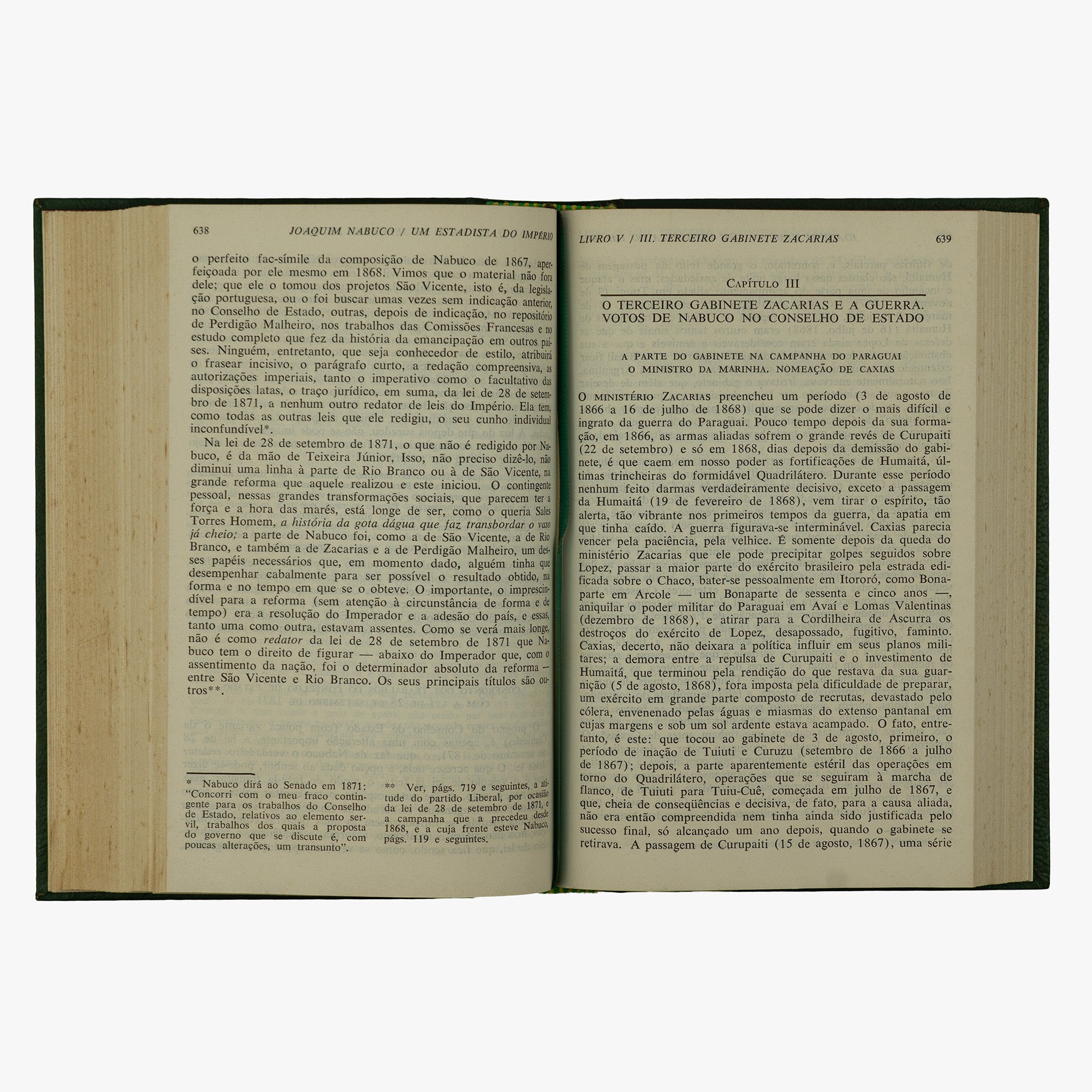 Joaquim Nabuco — Um Estadista do Império (Editora Nova Aguilar, 1975). Livro físico. Capa de couro com douração.