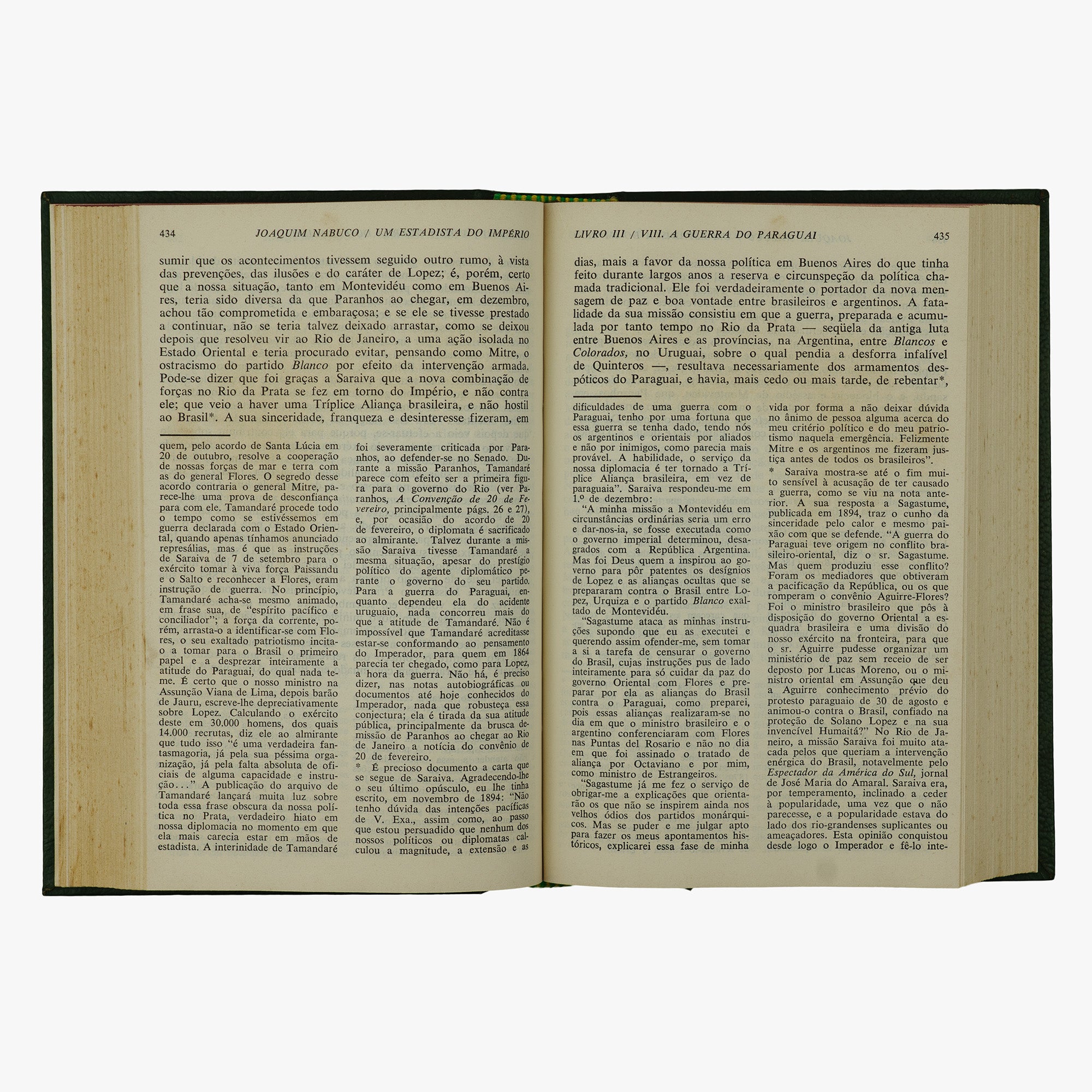 Joaquim Nabuco — Um Estadista do Império (Editora Nova Aguilar, 1975). Livro físico. Capa de couro com douração.