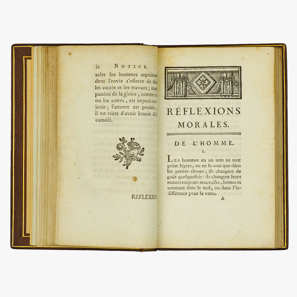 LA BRUYÈRE, Jean de (1639–1696). Maximes et réflexions morales (Imprimerie de Monsieur, Paris, 1781).