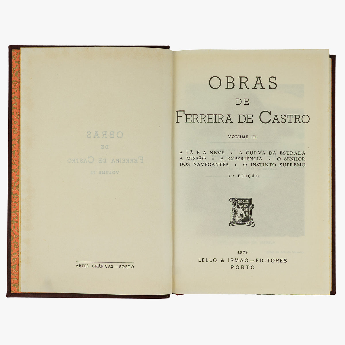 CASTRO, Ferreira de (1898–1974). Obras (Lello & Irmão, Porto, 1979), 4 vols.