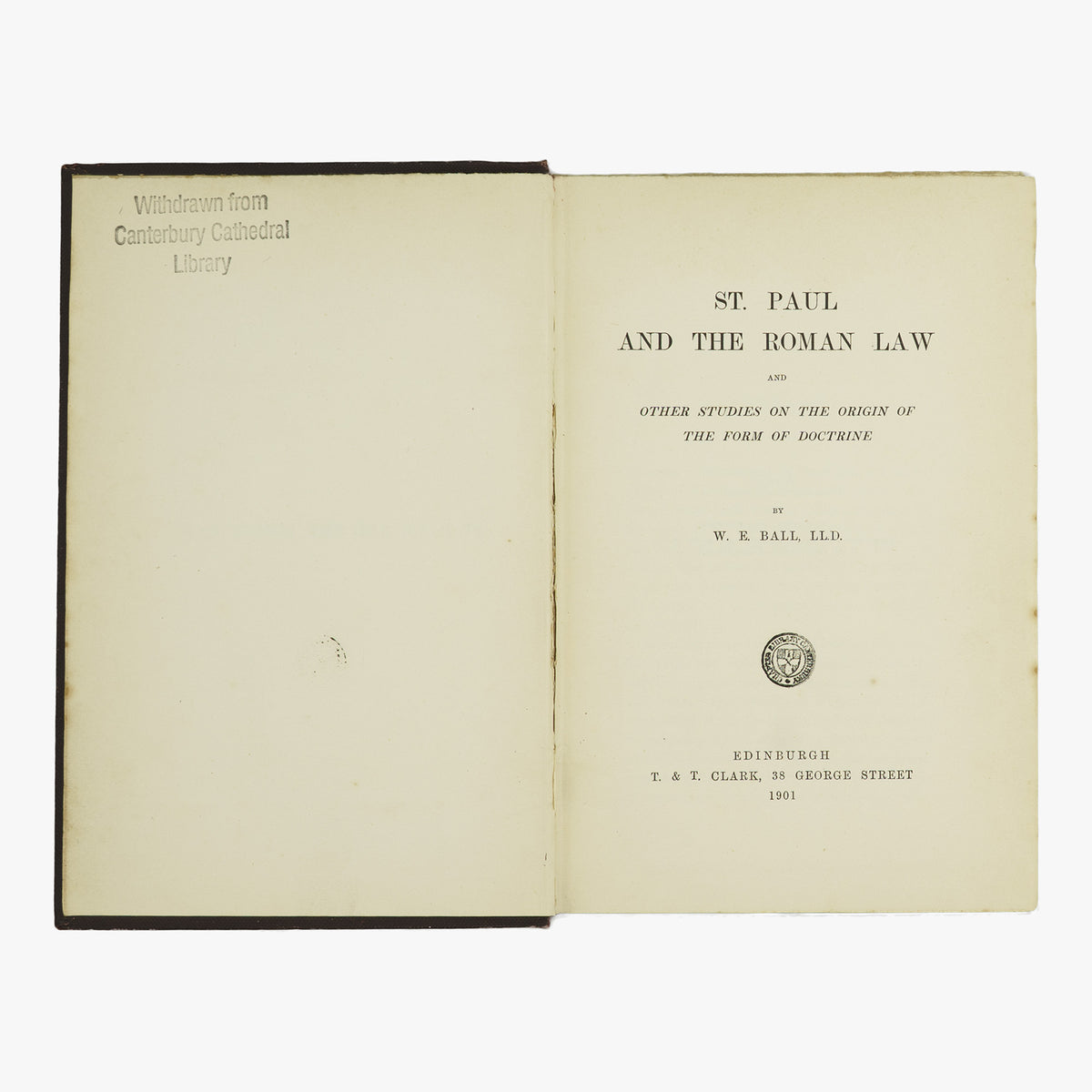 W. E. Ball. St. Paul and the Roman Law, and Other Studies on the Origin of the Form of Doctrine (T. & T. Clark, Edinburgh, 1901).