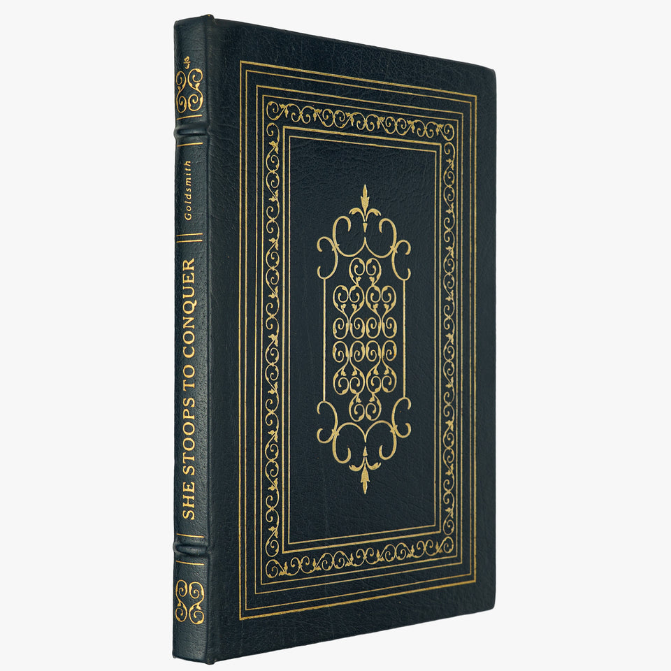 Oliver Goldsmith — She Stoops to Conquer (The Easton Press, 1978). Livro físico ilustrado. Encadernação de luxo - capa de couro, cortes dourados e fita de leitura em cetim.