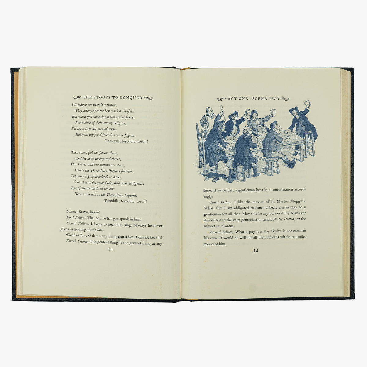 Oliver Goldsmith — She Stoops to Conquer (The Easton Press, 1978). Livro físico ilustrado. Encadernação de luxo - capa de couro, cortes dourados e fita de leitura em cetim.