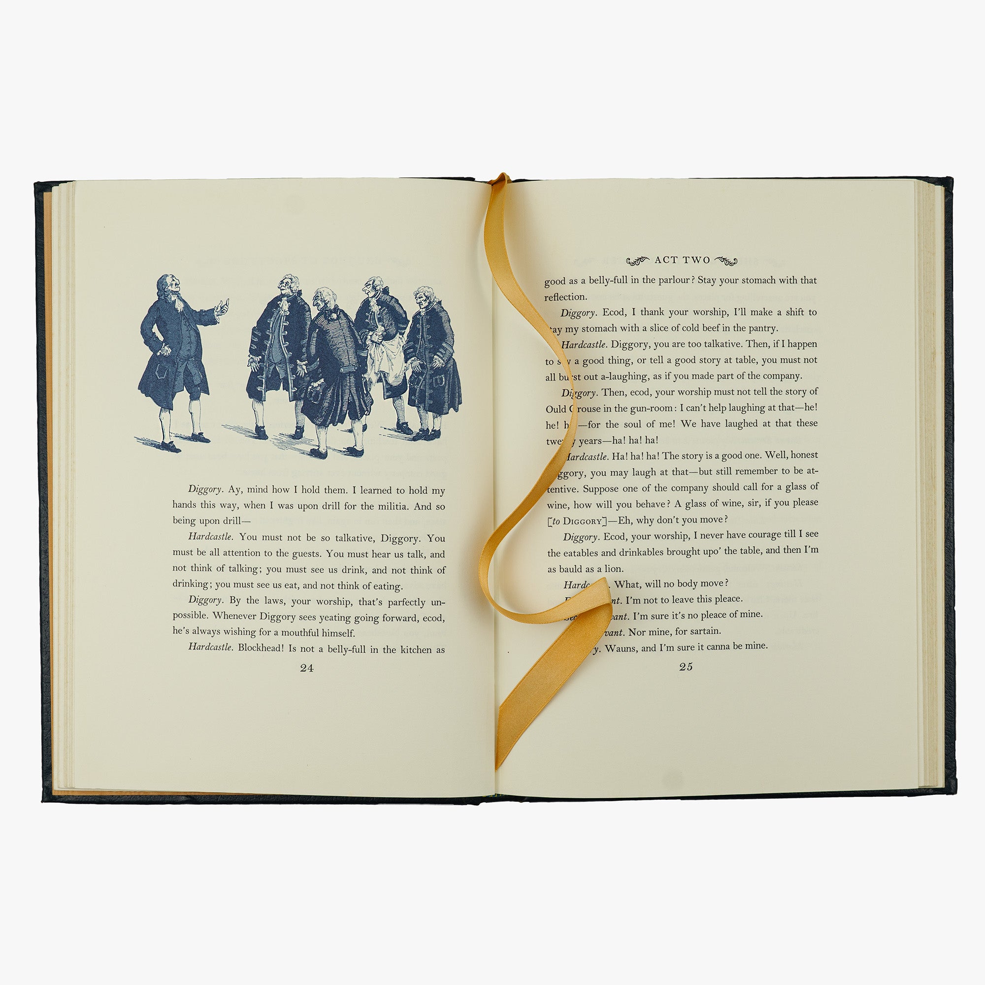 Oliver Goldsmith — She Stoops to Conquer (The Easton Press, 1978). Livro físico ilustrado. Encadernação de luxo - capa de couro, cortes dourados e fita de leitura em cetim.