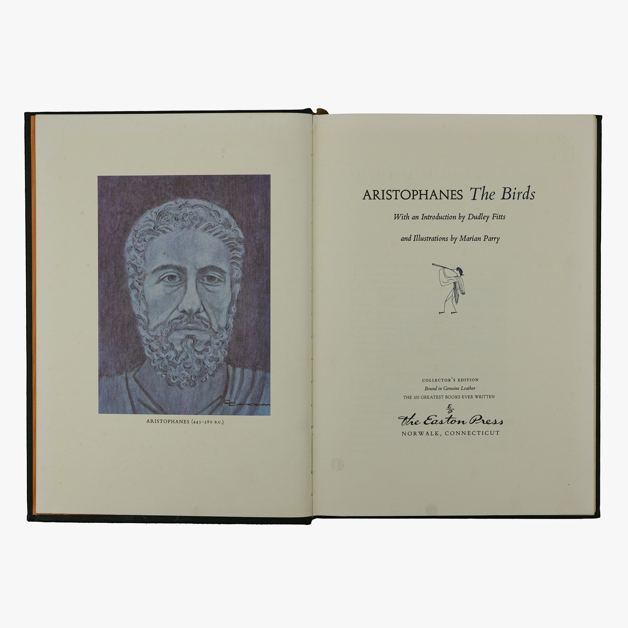 Aristophanes — The Birds · The Frogs (The Easton Press, 1979). Livro físico ilustrado. Encadernação de luxo - capa de couro com douração. Fita de leitura em cetim e cortes dourados.