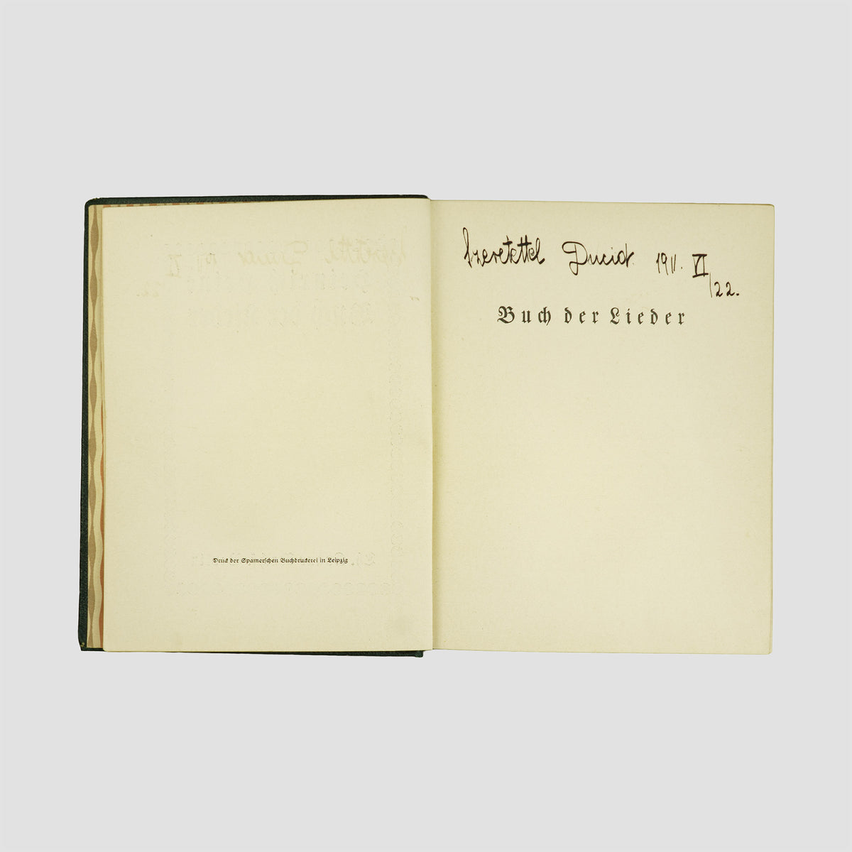 HEINE, Heinrich (1797-1856). Buch der Lieder (Th. Knaur Nachf., Berlim, circa 1900).