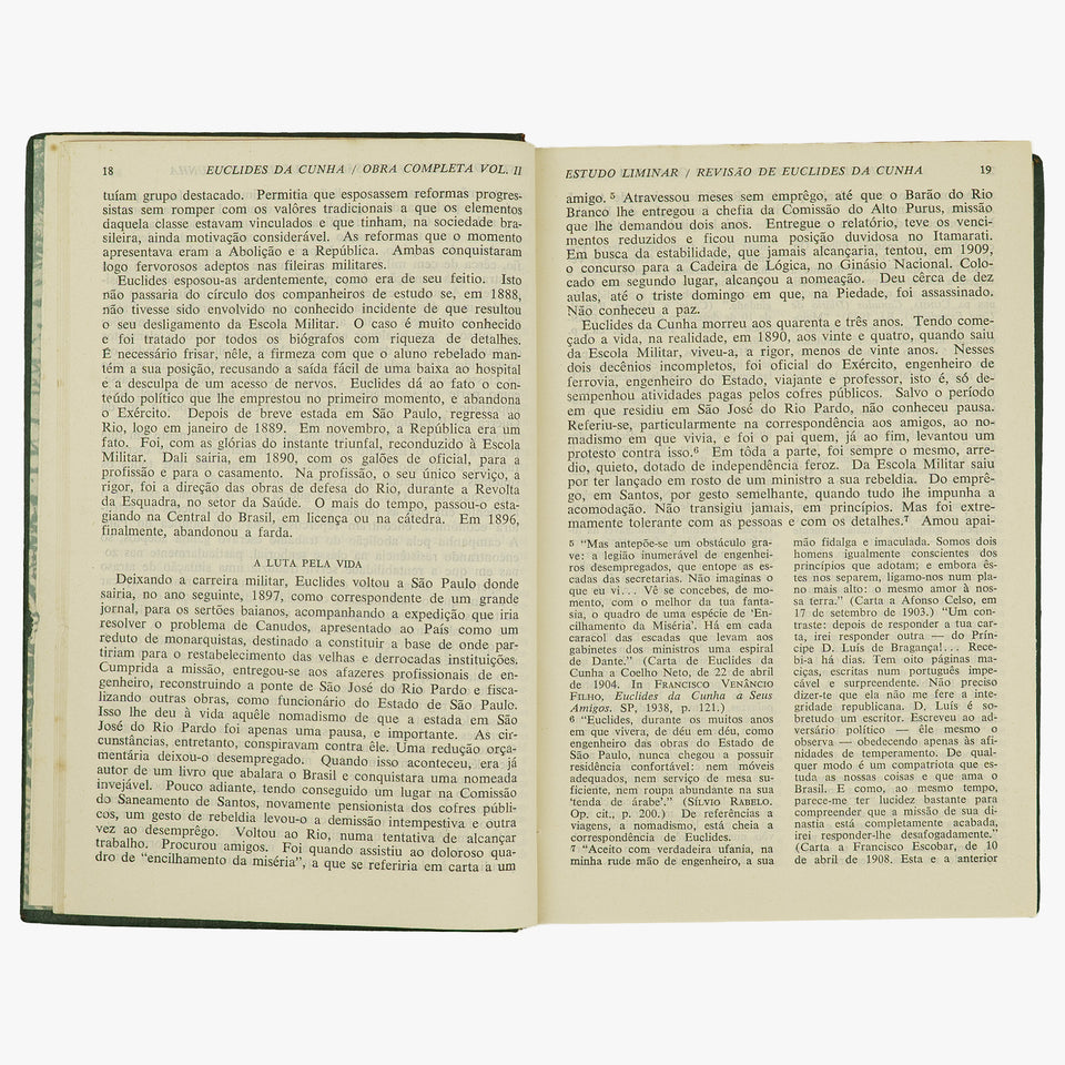 CUNHA, Euclides da (1866–1909). Obra Completa (Companhia José Aguilar Editora, Rio de Janeiro, 1966), 2 vols.