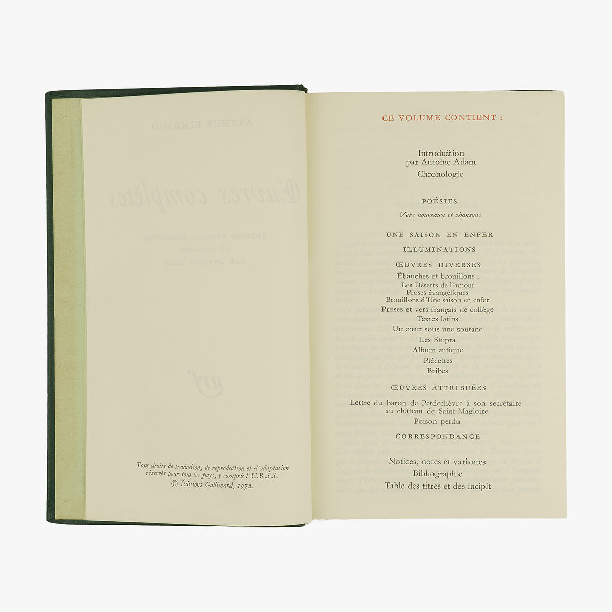 RIMBAUD, Arthur (1854–1891). Oeuvres complètes (Éditions Gallimard, Paris, 1976).