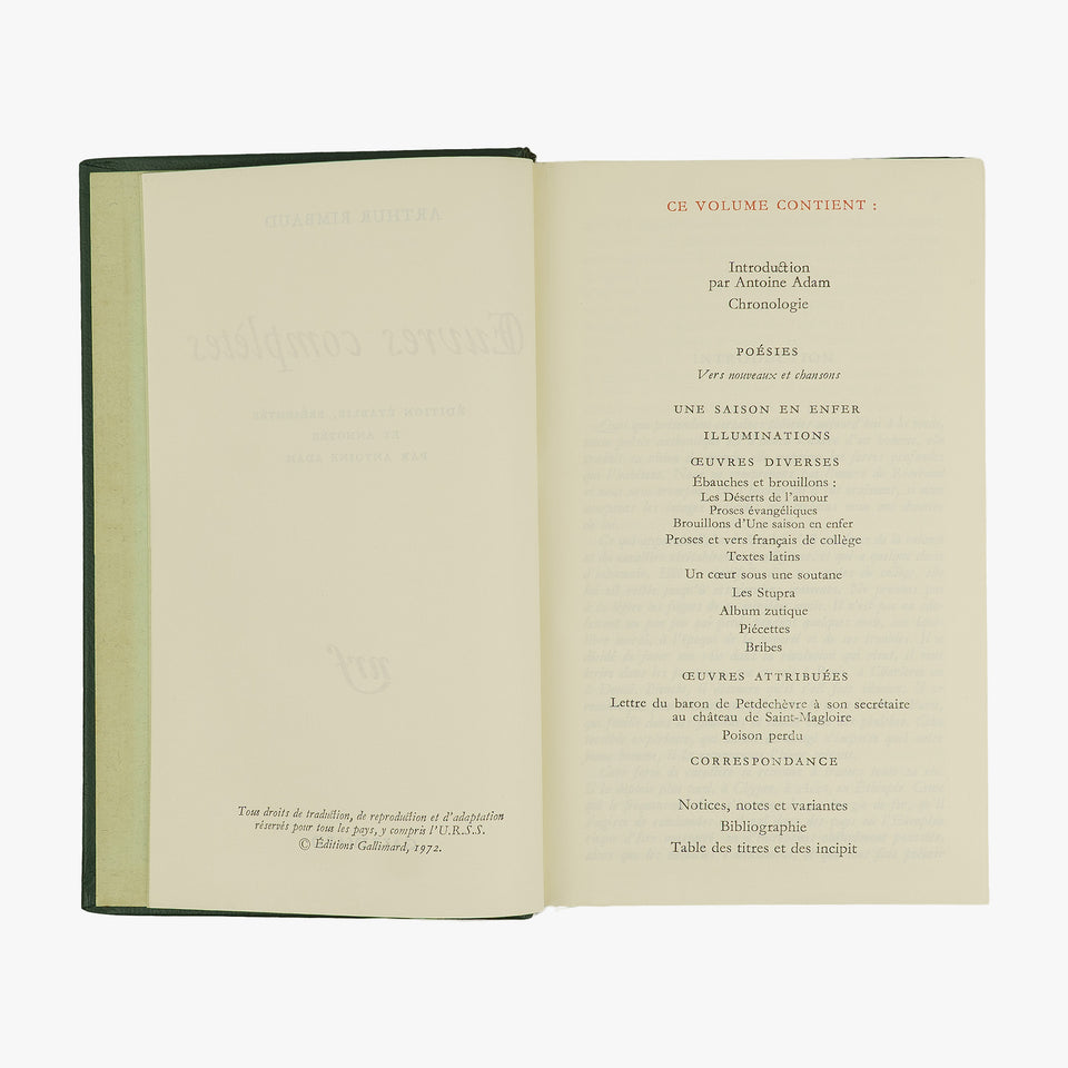 RIMBAUD, Arthur (1854–1891). Oeuvres complètes (Éditions Gallimard, Paris, 1976).