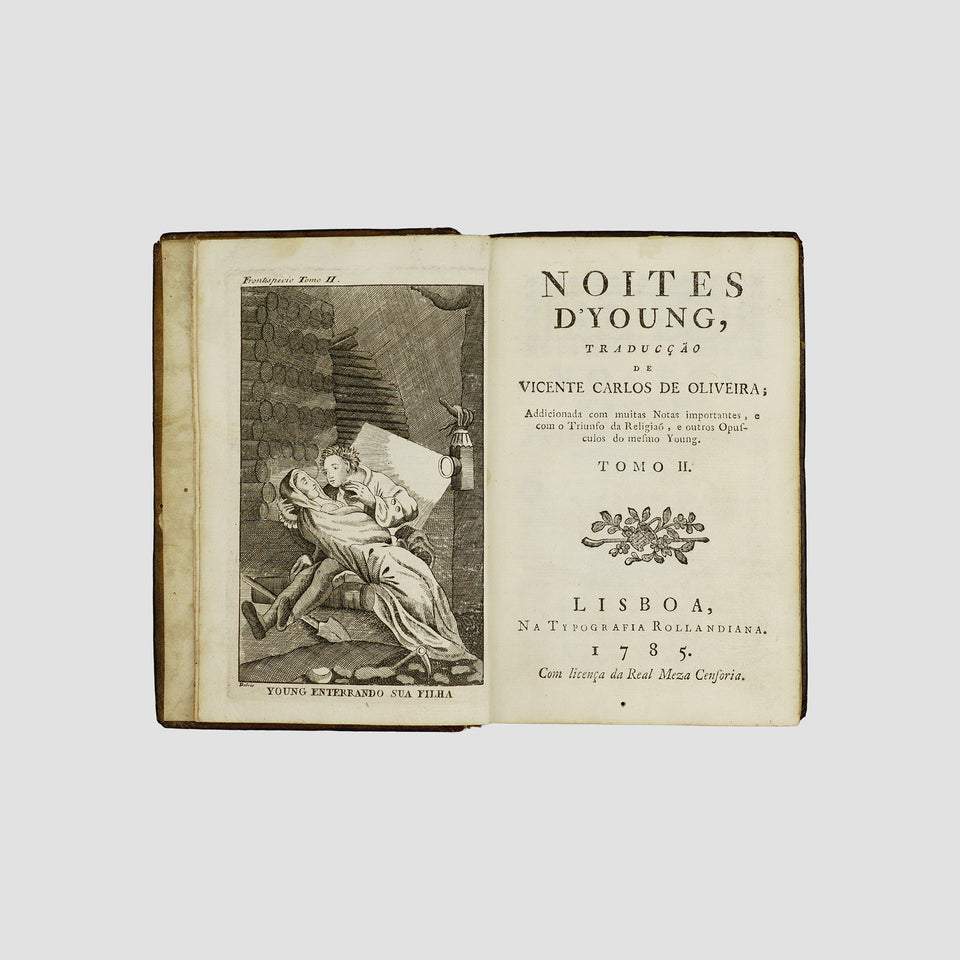 YOUNG, Edward (1683–1765). Noites d’Young (Typografia Rollandiana, Lisboa, 1785), 2 vols.