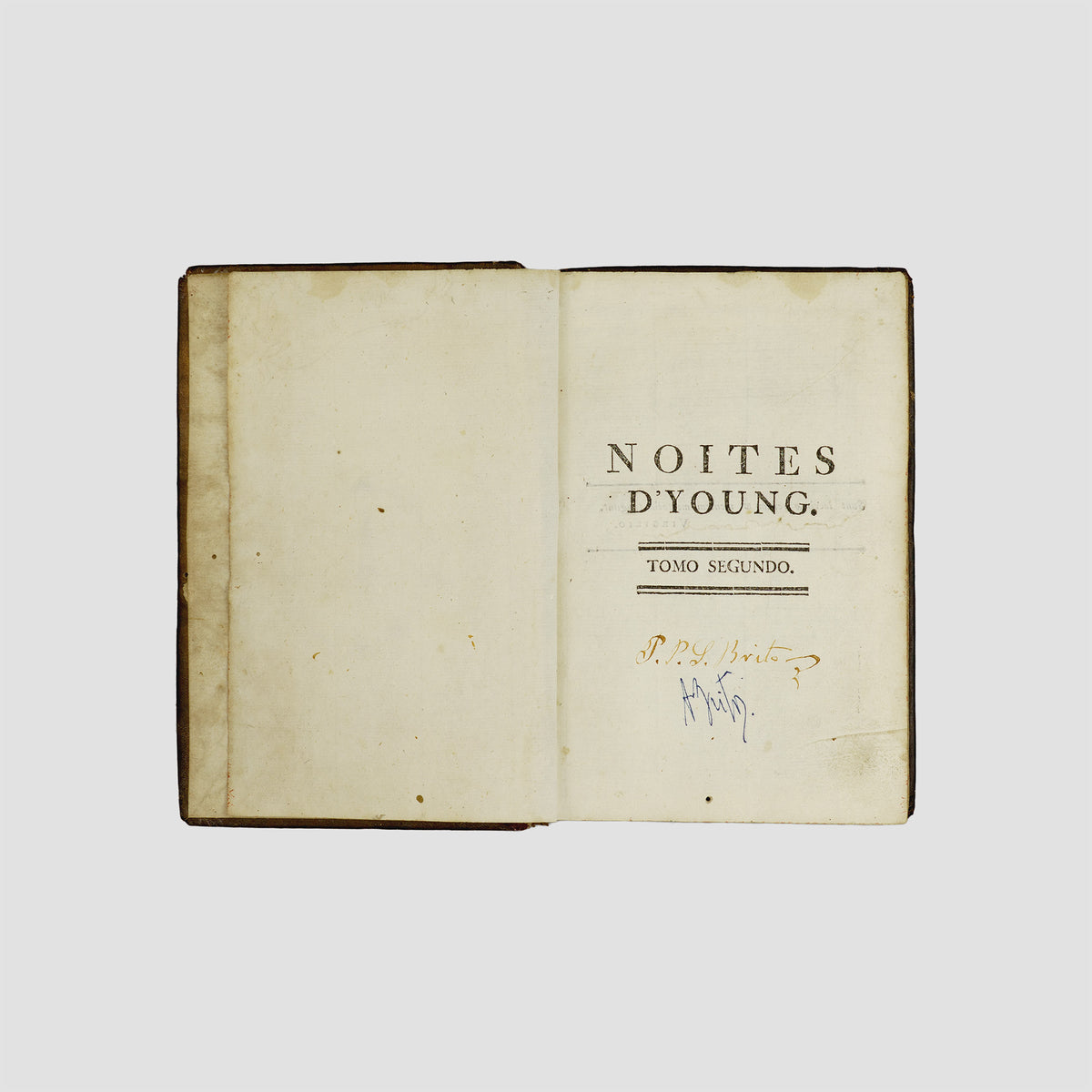 YOUNG, Edward (1683–1765). Noites d’Young (Typografia Rollandiana, Lisboa, 1785), 2 vols.