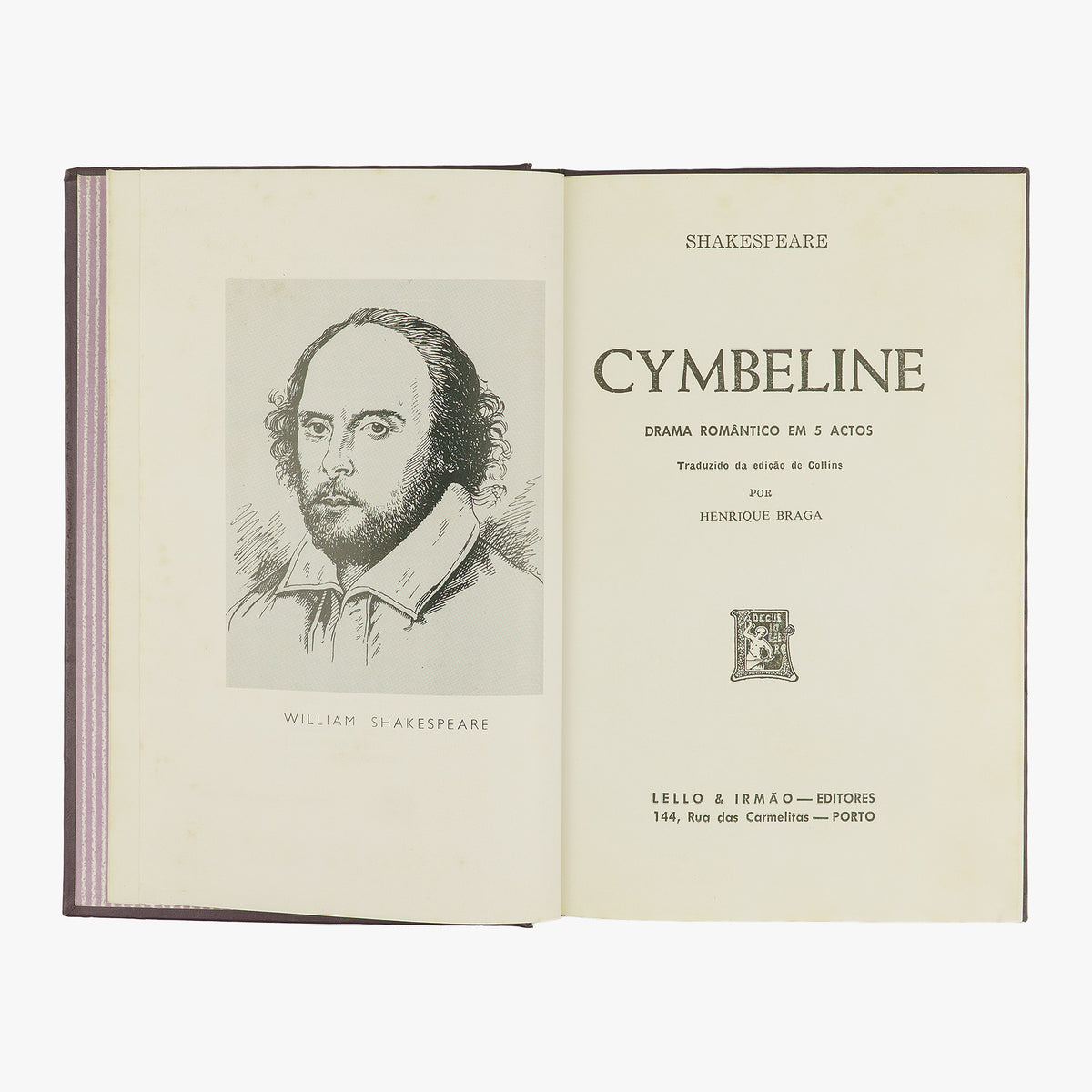 SHAKESPEARE, William (1564–1616). Cymbeline: drama romântico em 5 actos (Lello & Irmão, Porto, s.d.).