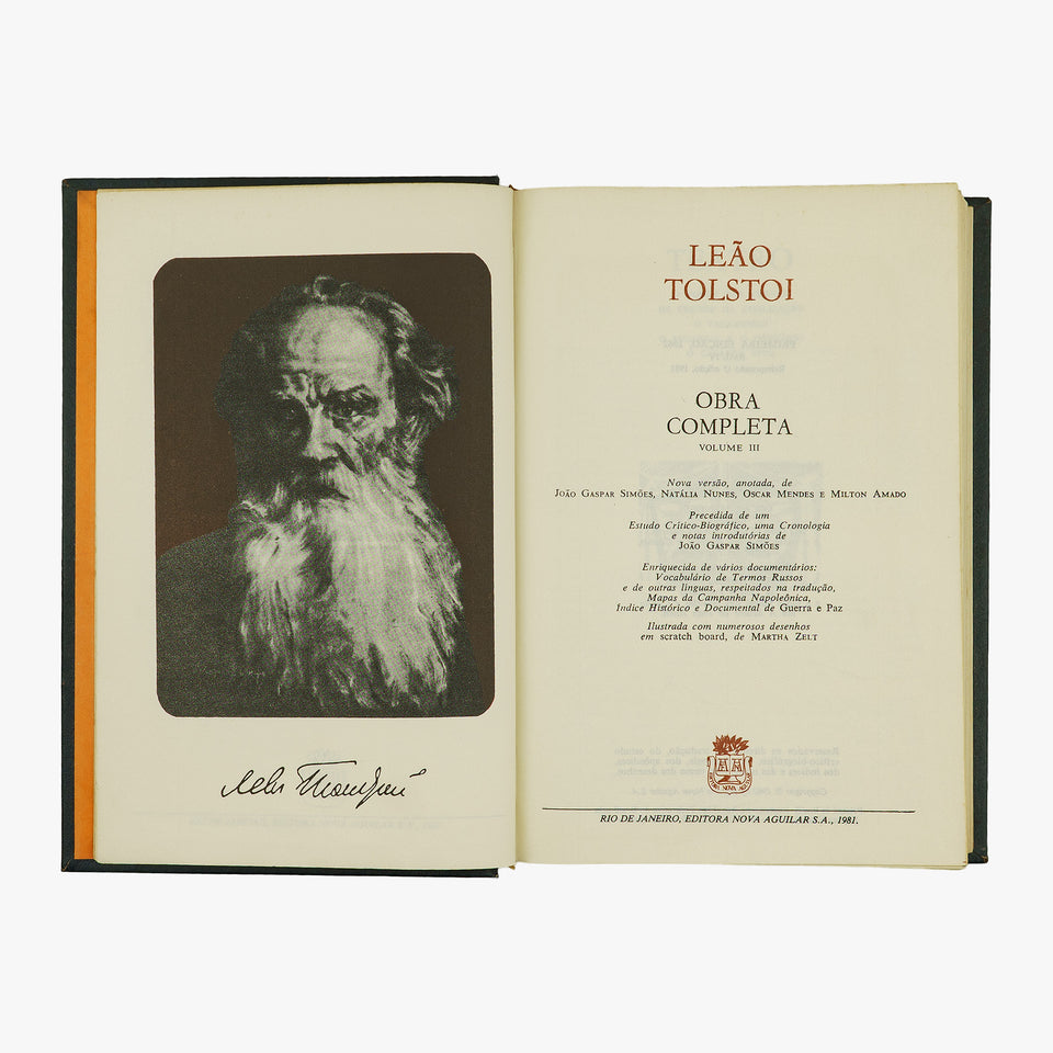 TOLSTÓI, Leão (1828-1910). Obra Completa (Editora Nova Aguilar, Rio de Janeiro, 1976/1981), 3 vols.
