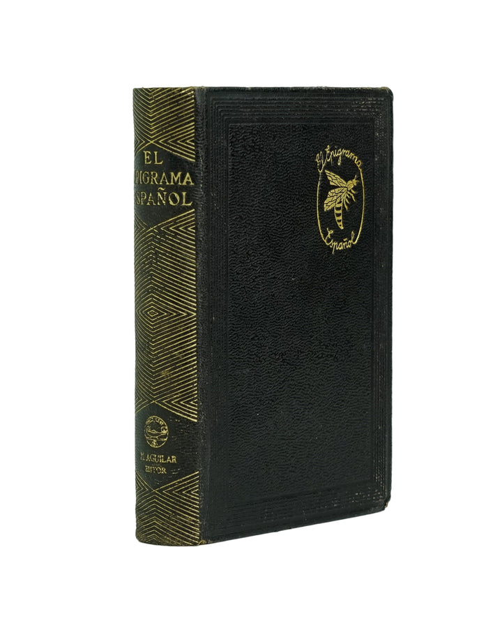 Sáinz de Robles (org.) — El epigrama español (del siglo I al XX) (1941). Livro físico. 1ª (primeira) edição. Encadernação editorial em couro com douração.