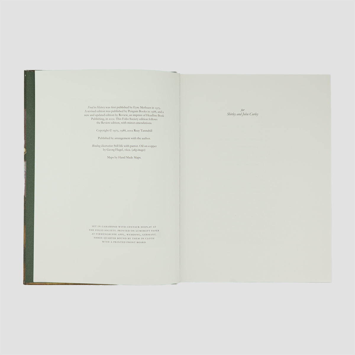 TANNAHILL, Reay (1929–2007). Food in History (The Folio Society, London, 2007).