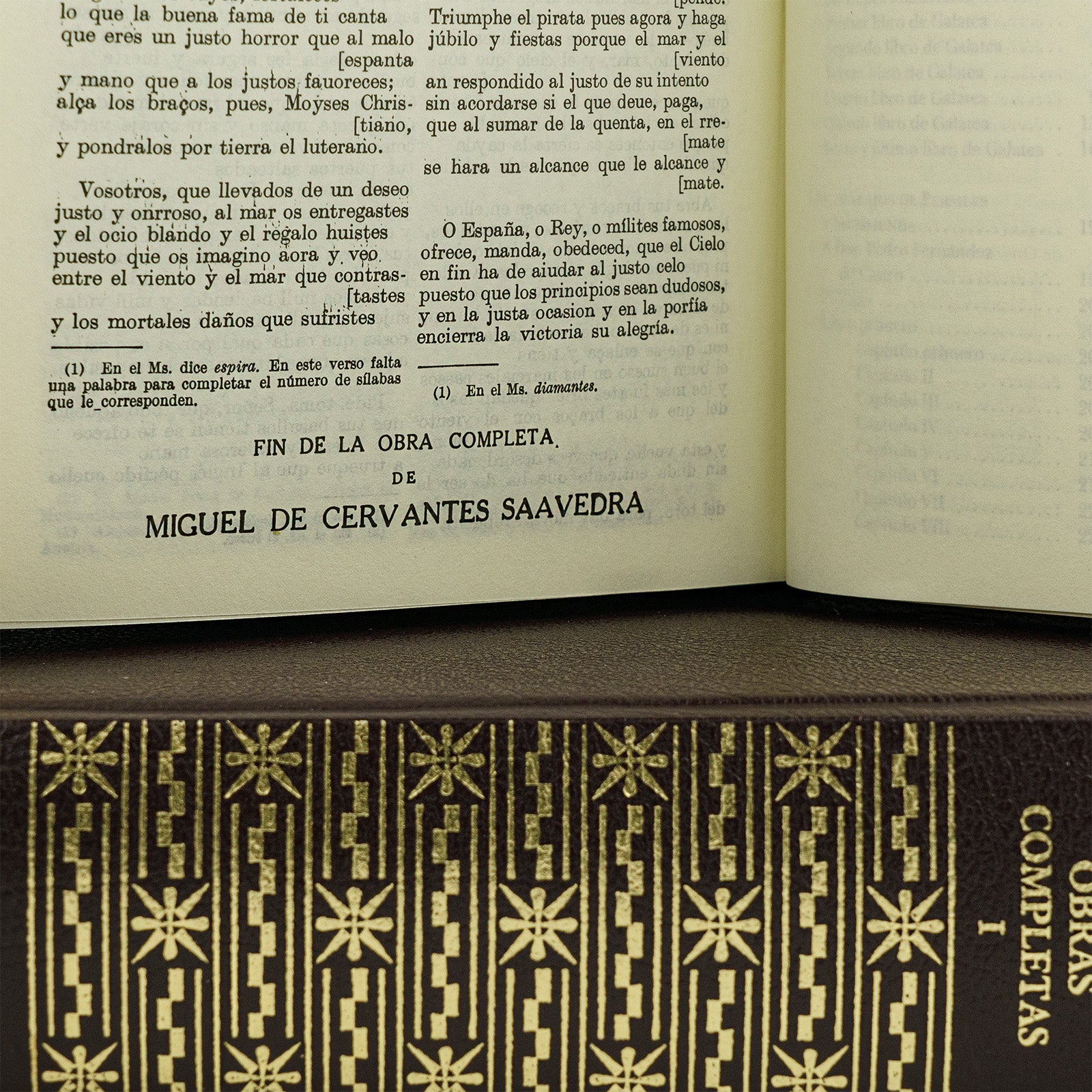 Miguel de Cervantes — Obras completas (Aguilar, 2003), 2 volumes. Encadernação editorial com douração. Livros físicos.